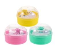 DECHOUS 3PCS Dusting Powder Puff Set with Handle Portable Round Powder Puff with Storage Box for Travel and Nursery Use Available in Yellow Green Pink