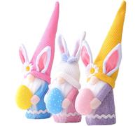 DECHOUS 3pcs Easter Bunny Gnome Plush Dolls with Long Hats, Soft Pp Cotton Stuffed Bunny Gnome Ornaments for Valentine's Day Home Decor and Collectible Decorations