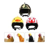 DECHOUS 3pcs Funny Chicken Helmet Set for Hens, Protective Bird Headgear with Yellow Duck, Flame, and Camouflage Designs, Poultry Hat Headwear for Pet Safety and Farm Use