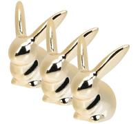 DECHOUS 3pcs Golden Ceramic Rabbit Figurines Easter Decoration Home Ornaments Mini Bunny Sculptures for Shelf and Desk, Not Easy to Fade Or Deform, for Mother's Day