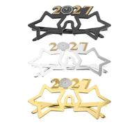 DECHOUS 3pcs Happy New Year Eyeglasses Star Shaped 2027 Plastic Accessories | No Lenses, Lightweight Comfortable Fit, Photo Booth Props Eyeglasses, New Years Eve Celebrations
