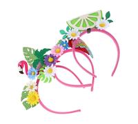 DECHOUS 3pcs Hawaiian Headband Set with Flamingo and Parrot Design, Lightweight Comfortable Fit Tropical Hair Accessories for Summer Seaside and Pool Events