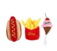 DECHOUS 3pcs Interactive Pet Plush for Dogs and Cats with Food Simulation Design, Squeak Sound Feature, Sturdy Bite-resistant Material, for Tug of War and Playing Sessions