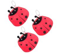 DECHOUS 3pcs Ladybug Shape Plush Coin Purses with Zipper Closure, Small Wallets to Organize Coins and Small Items, Portable Key Bag Set for Journey or Business Use