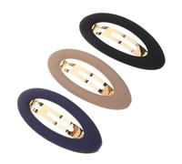 DECHOUS 3Pcs Matte Finish French Hair Barrettes for Women, Plastic Oval Snap Hair Clips Set in Khaki, Navy and Black, Suitable for Casual Wear and Wedding Accessories