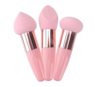 DECHOUS 3pcs Pink Latex Makeup Puff Pens with Mushroom Head Shape for Travel Use, Stable Handle Cosmetic Sponge Set, Practical Makeup Sponges for Foundation Application Assorted style