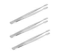DECHOUS 3pcs Precision Stainless Steel Stamp Tweezer with Non-Slip Concavoconvex Handle for Delicate Objects and Beads, Nipper for Stamp Collecting and Crafting