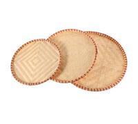 DECHOUS 3pcs round Bamboo Tray Woven Drying Tray Handmade Bamboo Woven Basket Brown Traditional Elegance Craftsmanship Safe for Food Use Kitchen Storage