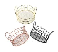 DECHOUS 3pcs round Wire Storage Baskets Made of Iron with Mesh Structure for Versatile Storage and Enhancing Sense of Order, for Cosmetics and Skincare Organizing on Living Rooms