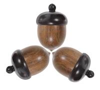 DECHOUS 3Pcs Wooden Acorns Pendant Charms Set, Openable Ebony and Green Sandalwood Nut DIY Craft Accessories for Jewelry Making and Decorative Ornament