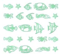 DECHOUS 4 Sets Green Tropical Fish Wall Stickers Glowing Decor Made of Plastic, Fluorescent Luminous Wall Decals for Bedroom and Photography Background