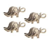 DECHOUS 4Pcs Antique DIY Brass Boar Keychain Pendant Retro Creative Charm Set for Car Keys and Tea Ceremony Decoration Vintage Style Key Ring Accessories