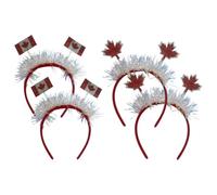 DECHOUS 4Pcs Canada National Flag Hairband with Maple Leaf Streamers Festival Headwear for Canada Day and Themed Parties