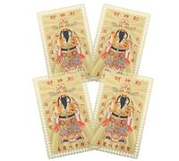 DECHOUS 4pcs Chinese Feng Shui Amulet Card Cai Shen God Of Wealth Protection Gold Card Good Luck Charm For Auspicious Success And Protection
