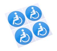 DECHOUS 4Pcs Disabled Wheelchair Sign Stickers Self-adhesive Decals for Cars Windows Doors Access Information for Disability Support Round Design