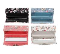 DECHOUS 4pcs Embroidered Floral Lipstick Box Set Small Portable Cosmetic Organizer Case with Multi-Color Cloth Holders for Travel and Daily Makeup Storage