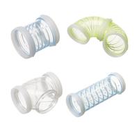 DECHOUS 4pcs Hamster Cage External DIY Maze Tubes Plastic Pet with Tee, S, Long and Short Straight Shapes for Entertainment and Avoiding Unpleasant Mood Random Color