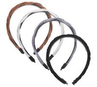 DECHOUS 4Pcs Knitted Braided Headbands for Women Non-Slip Hair Accessories Set Black Grey Brown Beige Fashion Hairbands for Teens and Adults