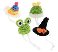 DECHOUS 4pcs Knitted Small Animal Hats for Parrots and Birds with Adjustable Straps, Made of Polyacrylic Fiber, Well-made and Safe Pet Accessories for Holding Parties and Family Portraits