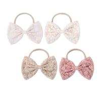 DECHOUS 4pcs Lace Bow Elastic Hair Bands for Women, Elastic Design that Will Not Leave Marks, Delicate Bowknot Style, for Family Photo Props and Taking Unforgettable Photos