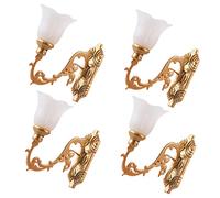DECHOUS 4pcs Luminous Wall Lamp Sand Table DIY Materials for Miniature House Decor Warm Yellow Light Safe Material for Photo Props and Unique Ornaments