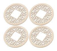 DECHOUS 4Pcs Mini Wooden Window Frame for Chinese Style Miniature House Model Tiny Window Decor for Mini Home Supplies and Craft