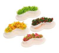 DECHOUS 4pcs Miniature Doll Bench Set for Dollhouse Furniture, Mini Park Bench Flower Bed Design, Red and Orange Floral Pattern, Suitable for Dollhouse Garden and Public Rest Area Decor