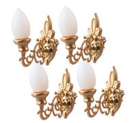 DECHOUS 4pcs Miniature Wall Lamp Models for Dollhouse and Sand Table Decoration Battery Operated Warm White LED Lights Compact Design for Realistic Mini House Scenes and DIY Landscape