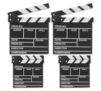 DECHOUS 4pcs Movie Clapboard Clapper Board 9.4x7.1 Inch Wooden Film Board Classic Touch with Adjustable Bolt-in Sticks for Directors and Fans Creative Photo Props for Home Video and Photo