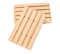 DECHOUS 4PCS Natural Bamboo Wooden Soap Holder Soap Dish with Drainage Design for Bathroom Kitchen Shower Countertop