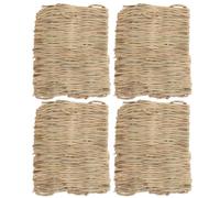 DECHOUS 4pcs Natural Straw Rabbit Scratcher Mats for Small Animals with Breathable Design and Washable Feature for Nesting and Foraging in Cages