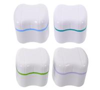 DECHOUS 4pcs Plastic Denture Retainer Holder with Double-Layer Housing and Separate Filter Basket, Travel Storage Box for Retainers and Braces, Prevents Tipovers and Retains Shape