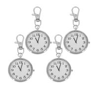 DECHOUS 4Pcs Quartz Pocket Watch with Key Buckle, Clip-On Pocket Badge Watch for Nurses, Students, Elderly, Unisex Hanging Digital Clip Fob