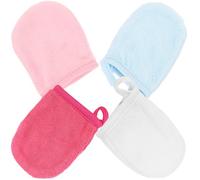 DECHOUS 4Pcs Reusable Microfiber Facial Cleaning Gloves Soft Breathable Makeup Remover Mitts for Deep Pore Cleansing Skincare Care at Home and Travel