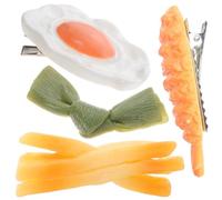 DECHOUS 4pcs Simulated Food Hair Clips Novelty Barrettes Lightweight Resin Alloy Creative Hair Decorations for Women Not Easy to Loosen Or Fall off Random Style