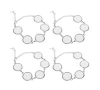 DECHOUS 4Pcs Sublimation-Friendly Bracelet Blanks with Silver Bezel Frame, Round DIY Heat Transfer Jewelry Supplies for Friendship Bracelets and Custom Photo Crafting