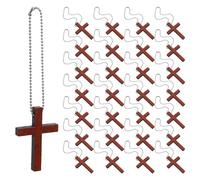DECHOUS 50 Pack Wood Cross Pendant Bulk Charms with Chains, Pure Natural Small Wooden Crosses Pendants for Diy Crafts Jewelry Christmas Church Praying Home, 1. 65x1. 1 Inch
