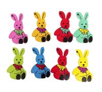 DECHOUS 50pcs Assorted Color Wooden Rabbit Buttons with Two Holes for Sewing and Scrapbooking Crafts, Decorative Bunny Shape Buttons Suitable for Hats