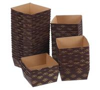 DECHOUS 50pcs Disposable Paper Loaf Pans for Baking Bread, High Temperature Resistant Boat Shape Mini Loaf Pans, Space Saving Paper Cake Trays for Baking and Packaging