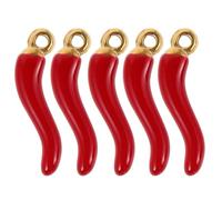 DECHOUS 5pcs 21mm Gold Plated Pepper Charms for Jewelry Making, Small Hanging Pepper Pendants DIY Accessories for Bracelets, Earrings, and Keychains