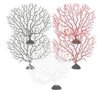 DECHOUS 5pcs Artificial Coral Tree Aquarium Decoration Set Resin Underwater Craft Fish Tank Ornament Small Red, Black, White Coral Figurines for Aquatic Landscape and Tank Shelter