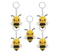 DECHOUS 5Pcs Cartoon Bee Keychain Set Cute Bee Pendant Bag Hanging Key Ring Creative Car Key Pendant Purse Decoration for Party and Rewards