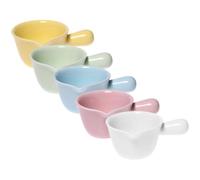 DECHOUS 5pcs Ceramic Mini Milk Jug Set 100ml Each with Handle, Unique Spout for Easy Pouring, for Home and Coffee Shop Use, for Serving Milk, Sauce, and Salad Dressing