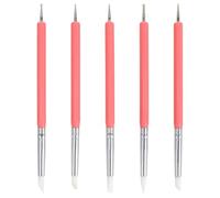 DECHOUS 5pcs Dual Head Nail Silicone Brush and Nail Gems Dotting Pen Acrylic and Metal Material with Drawing Line Feature for Detailed Art Work at Home Use