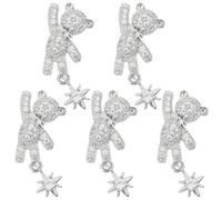 DECHOUS 5Pcs Shaped Nail Art Studs with Bowknot Tie and Zircon Embellishments Multi-functional Nail Charms Suitable for Manicure and Craft Accessories