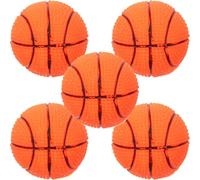 DECHOUS 5pcs Small Squeaky Basketball Dog for Small Dogs, Soft Rubber Interactive Chew Balls for Puppy Training and Play, Pet Set for Indoor Fetch and Anxiety Relief