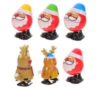 DECHOUS 6 Pcs Clockwork Christmas Set Wind Up Santa Claus Reindeer Figures for Boys and Festive Party Favors and Classroom Prizes