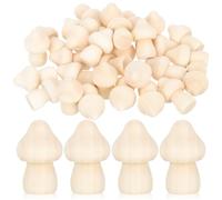 DECHOUS 60pcs Wooden Graffiti Mushroom Models Unfinished Mushroom Models DIY Handicrafts Khaki Color Easy Staining Creative Decoration Lightweight Indoor Party Decoration and Adults