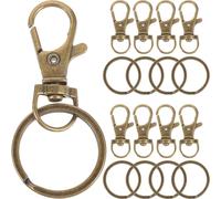 DECHOUS 60pcs Zinc Alloy Keyring Pack Clasp Bronze Split Key Rings with Sturdy Swivel Hooks for DIY Keychain Accessories and Bag Hardware Projects Suitable for Keys and Dog Collars