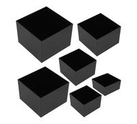 DECHOUS 6pcs Acrylic Cube Risers for Display with Hollow Bottom, Stackable and Sturdy Support, Five-sided Nesting Cubes in Black, for Cosmetics and Collectibles on Counters or Home Storage